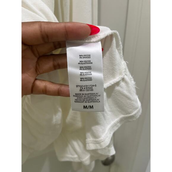 NWT Anthropologie Eri + Ali White Rayne Swing Top Long Sleeve Ruffle Hem Sz M - Picture 4 of 10